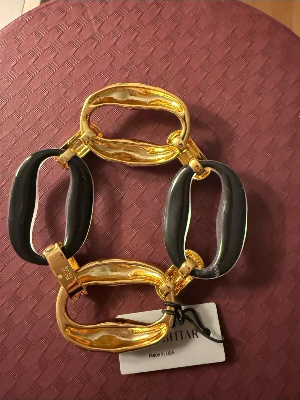 Alexis Bittar Gold and Black Oversized Link Bracelet NWT